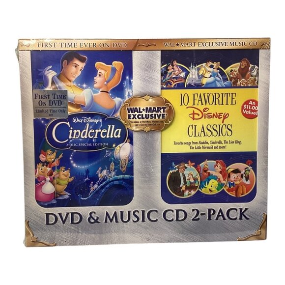 Walmart Exclusive Disney Cinderella DVD & Music CD‎ 2-Pack - Picture 1 of 4